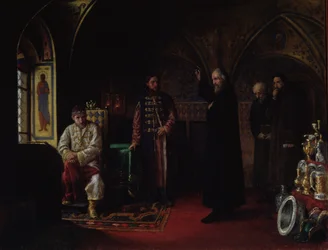 Métropolite Philippe de Moscou (1507-90) avec le tsar Ivan le Terrible (1530-84)